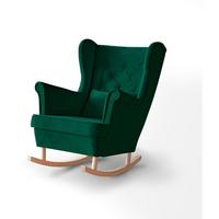 SCHAUKELSTUHL Fabio grün mit Buchenbeinen - Dunkelgrün/Buchefarben, Textil (82/103/108cm) - Beautysofa