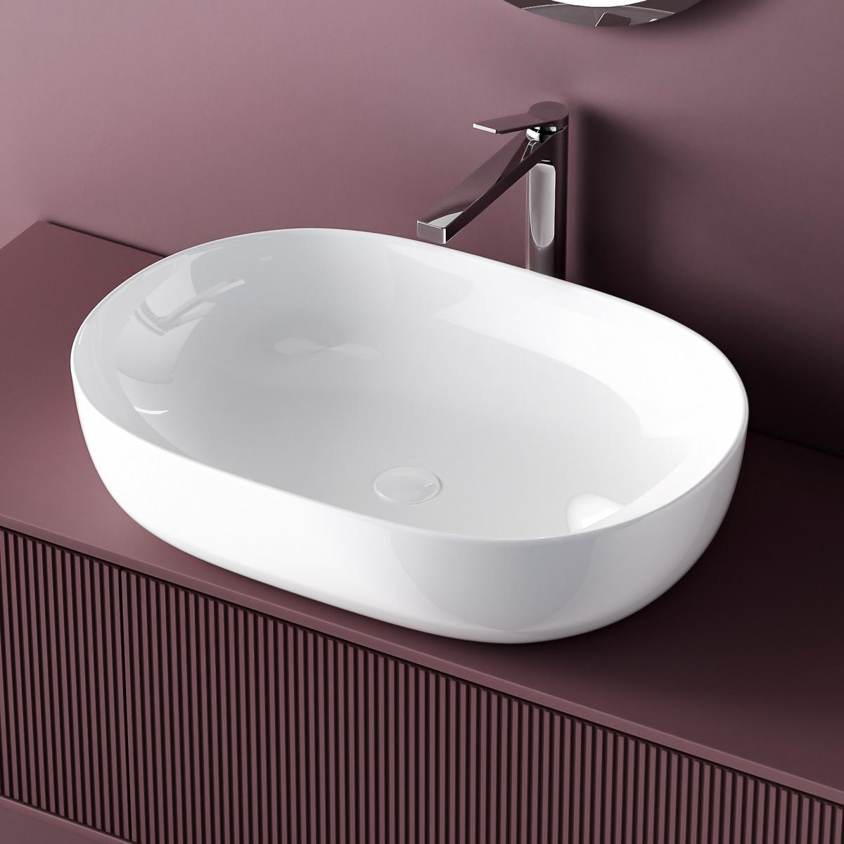 WASCHBECKEN Quadratisch R-Ecken Weiß 60 / 41,5 / 13,5 cm - Weiß, Keramik (60/13.5/41.5cm) - EMKE