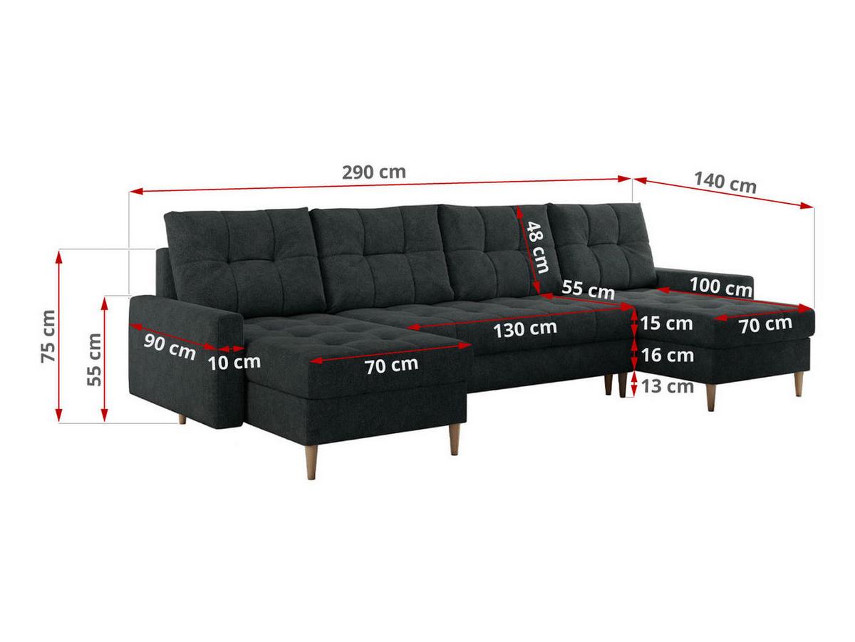 WOHNLANDSCHAFT Colin U Struktur Dunkelgrau - Dunkelgrau/Braun, Holz/Textil (290/75/140cm) - MKS