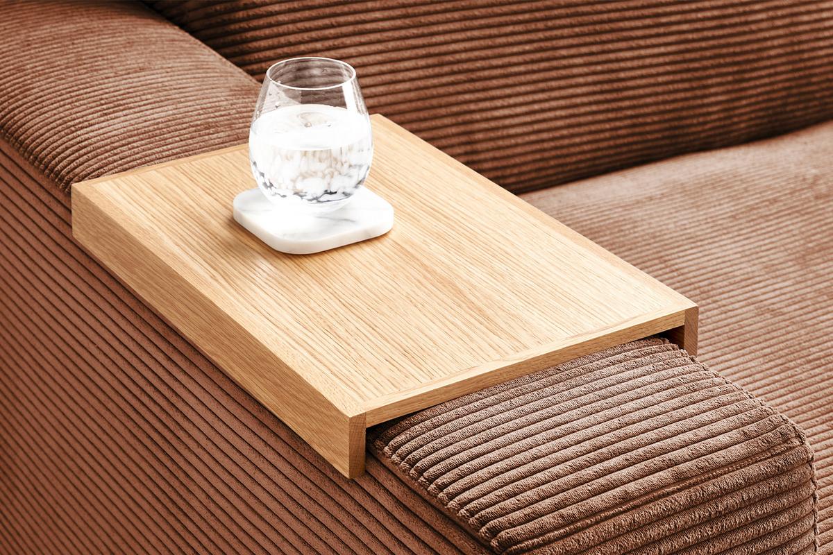 BIG SOFA MIT TABLETT MADELINE Braun Cord - Schwarz/Braun, Kunststoff/Textil (290/85/170cm) - KAWOLA