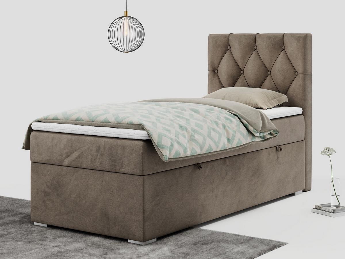 BOXBETT ALDA 90/200 Braun Velvet - H3 - Rechts Seite - Braun, Holz/Textil (90/200cm) - MKS