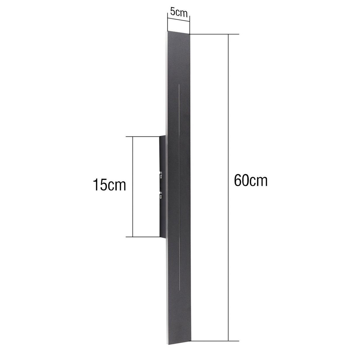 LED-WANDLEUCHTE Luminaire 60/5/4 cm - Schwarz, Metall (5/4/60cm) - ZMH