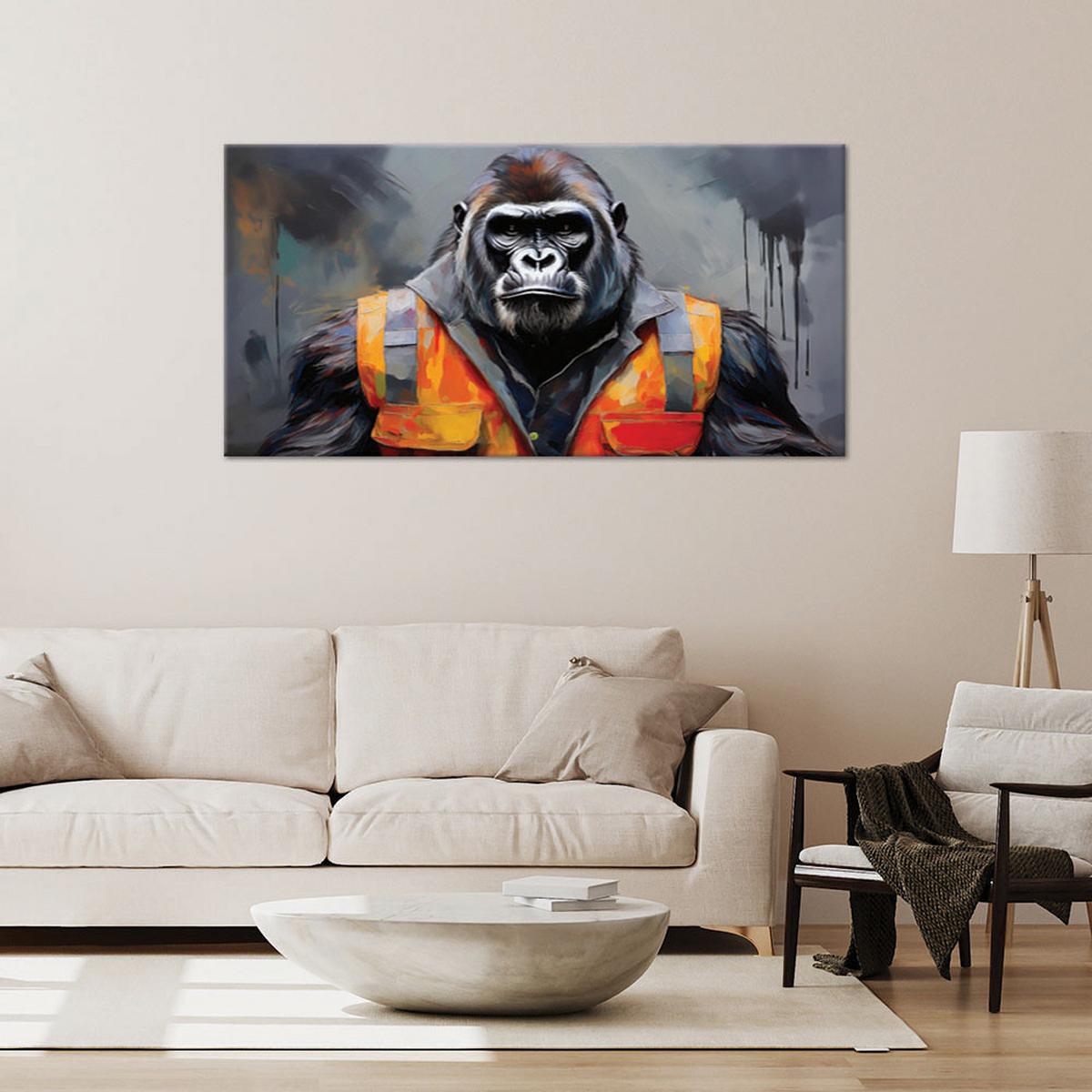 LEINWANDBILD Gorilla-Arbeiter-Abstraktion 100x50cm - Grau, Textil (100/50cm) - Feeby