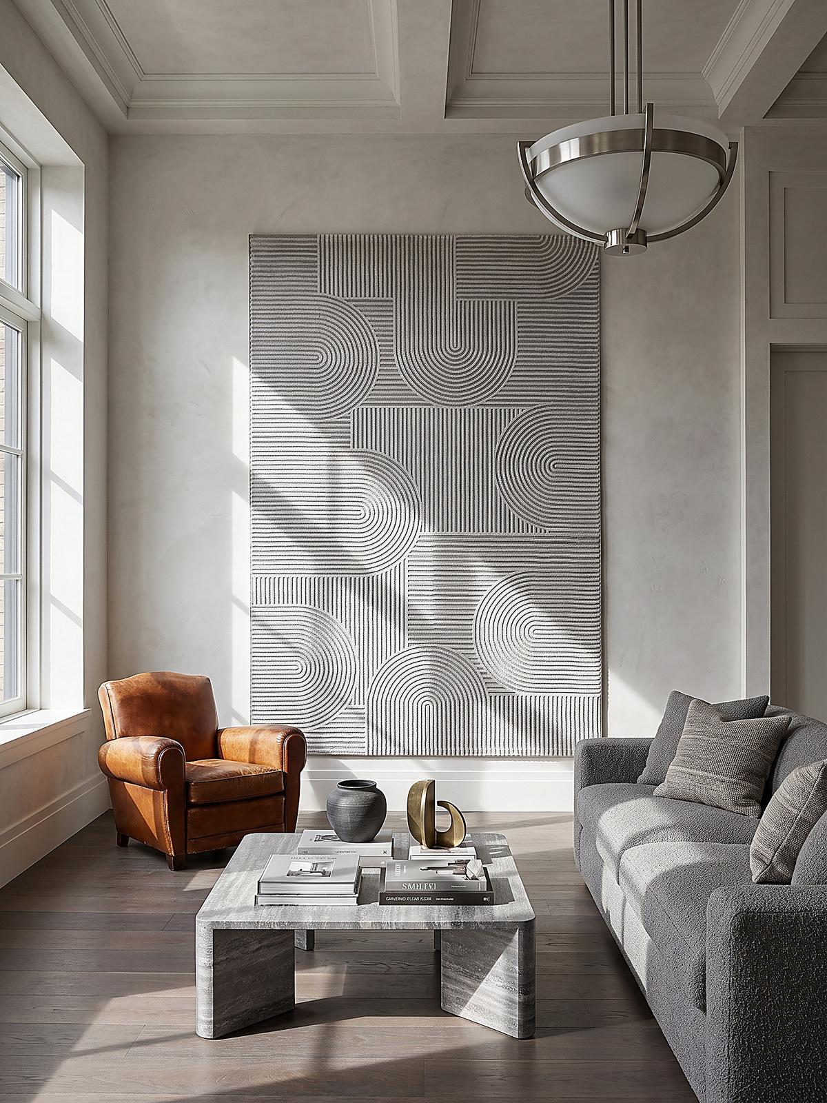 TEPPICH Kurzflor ERESMA Geometrisch Polyester Grau 80 x 150 cm - Grau, Textil (80/150cm) - KADIMA DESIGN