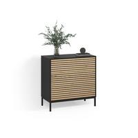 KOMMODE Aterno Goldkraft Eiche/Anthrazit 80 x 81.2 cm 2 Schubladen - Honigeiche/Anthrazit, Holzwerkstoff (80/81.2/40cm) - Livinity®