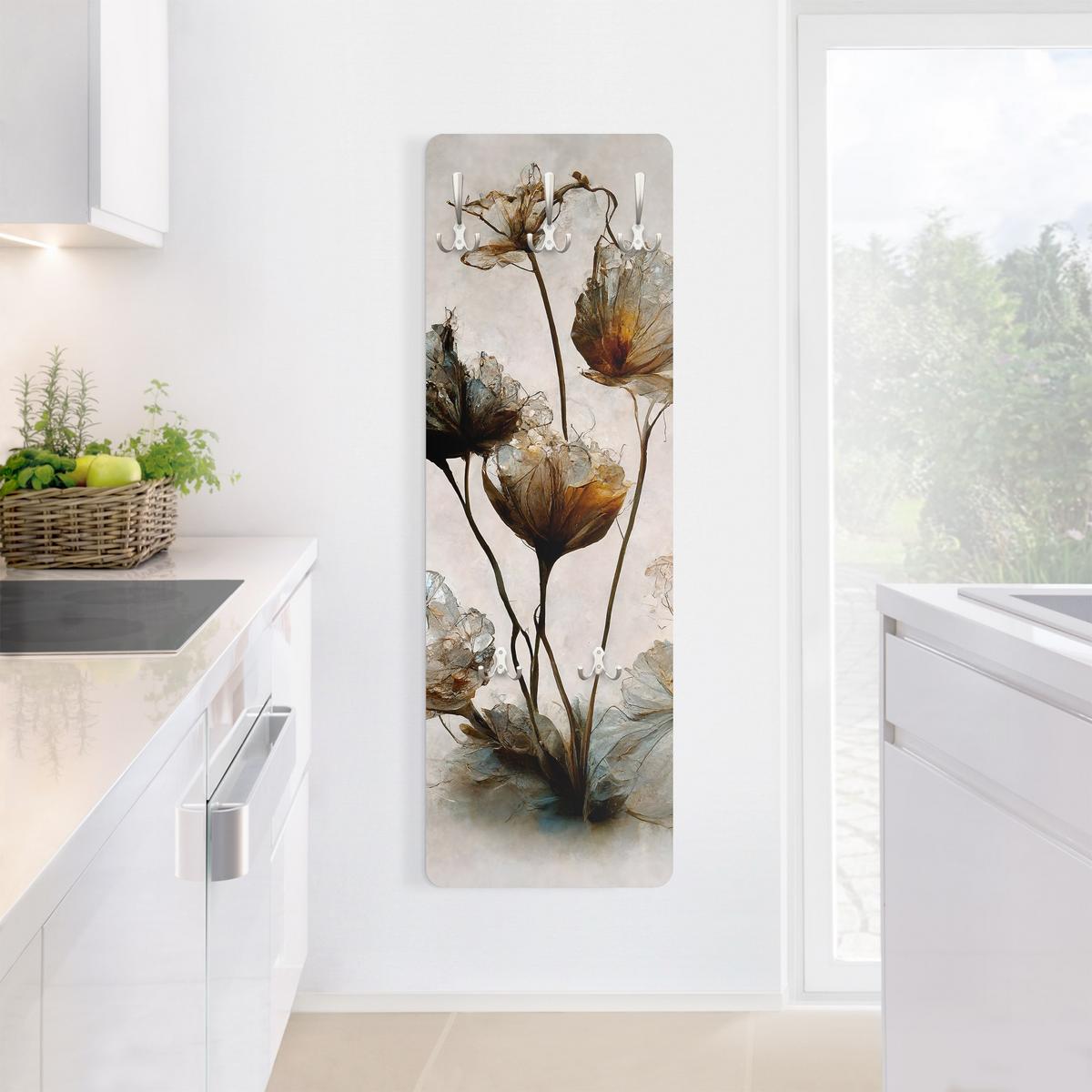 WANDGARDEROBE - Getrocknete Blüten 34/105 cm - Beige, Holzwerkstoff (34/105/1.6cm) - Bilderwelten