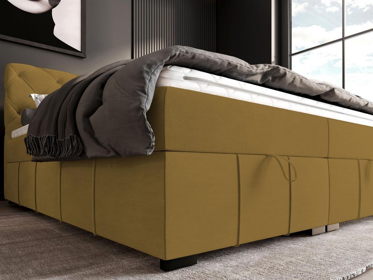 BOXBETT Gisel - Gelb, Holzwerkstoff/Textil (160/200cm) - Fun Möbel