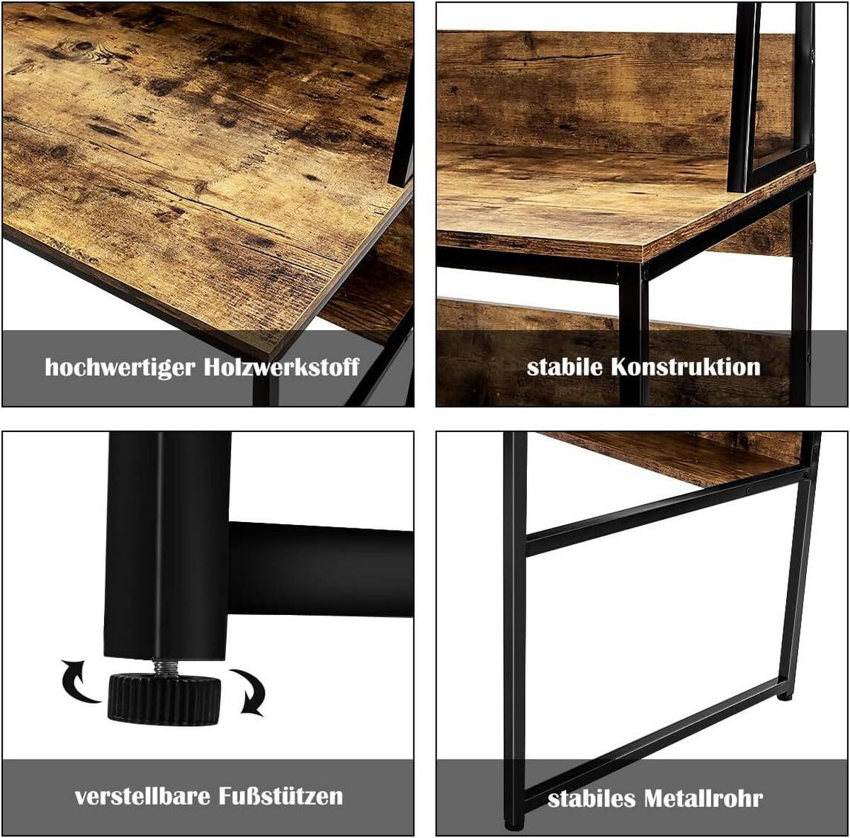 SCHREIBTISCH 140cm Kaffee - Braun, Holz (57/120/140cm) - COSTWAY