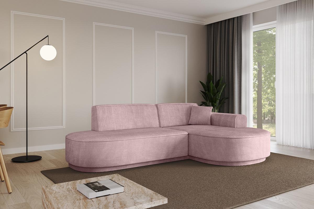 ECKSOFA Ottomane Rechts MARI-L1-v3 - 243x171x83 cm Rosa Cord - Schwarz/Rosa, Holzwerkstoff/Kunststoff (171/243cm) - ALTDECOR