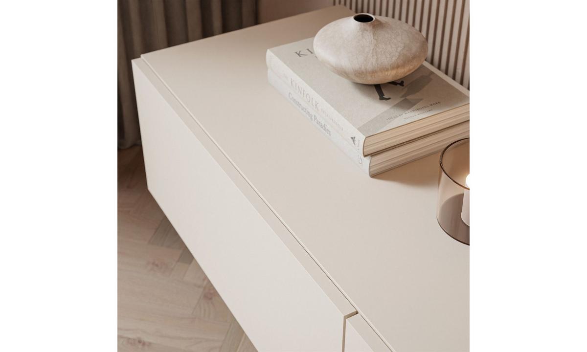 TV-SCHRANK CARMEN MATT 250/40/40 cm Kaschmir schräge goldene Beine - Kaschmir/Goldfarben, Holzwerkstoff (250/40/40cm) - Lookway