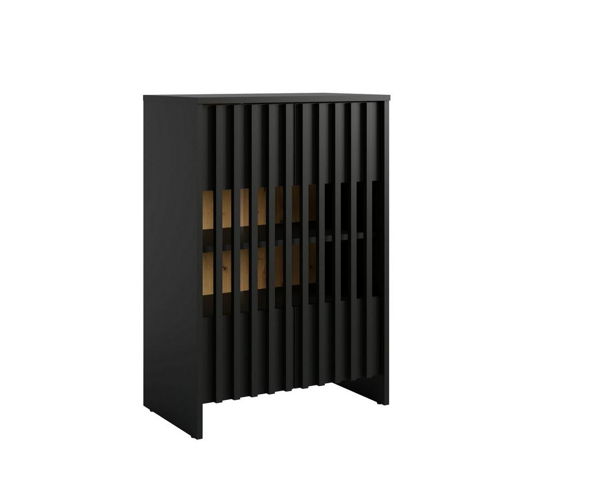 KOMMODE ZEPHYR 60/87/34cm mit Schubladen 2 Türen Schwarz - Schwarz, Holzwerkstoff (60/87/34cm) - MASSENO