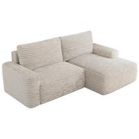 ECKSOFA BELLUNO L Creme Cord - Rechts - Creme/Schwarz, Textil (233/144cm) - MKS
