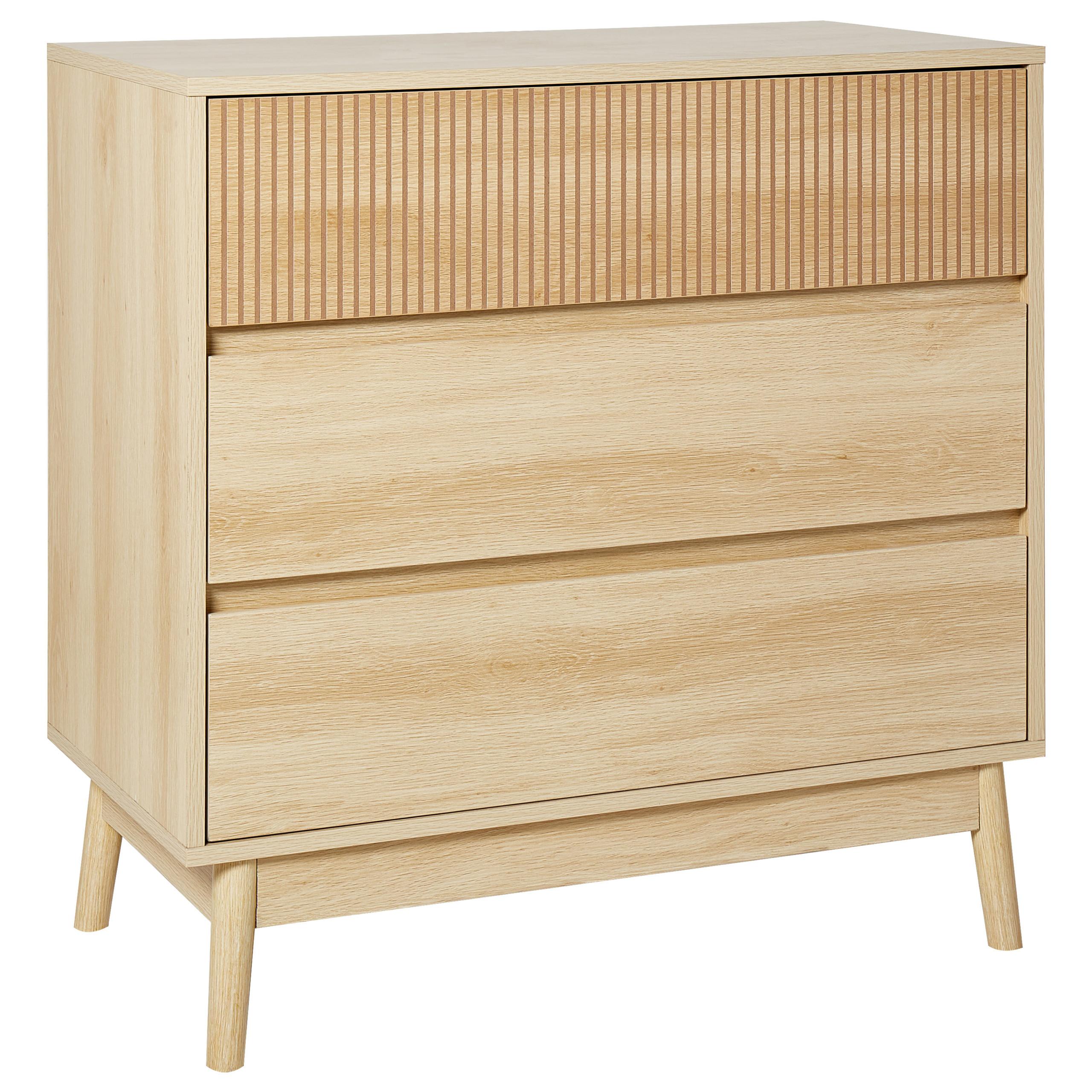 KOMMODE mit 3 Schubladen Hellbraun Wales - Braun, Holzwerkstoff (80/80/40cm) - Beliani