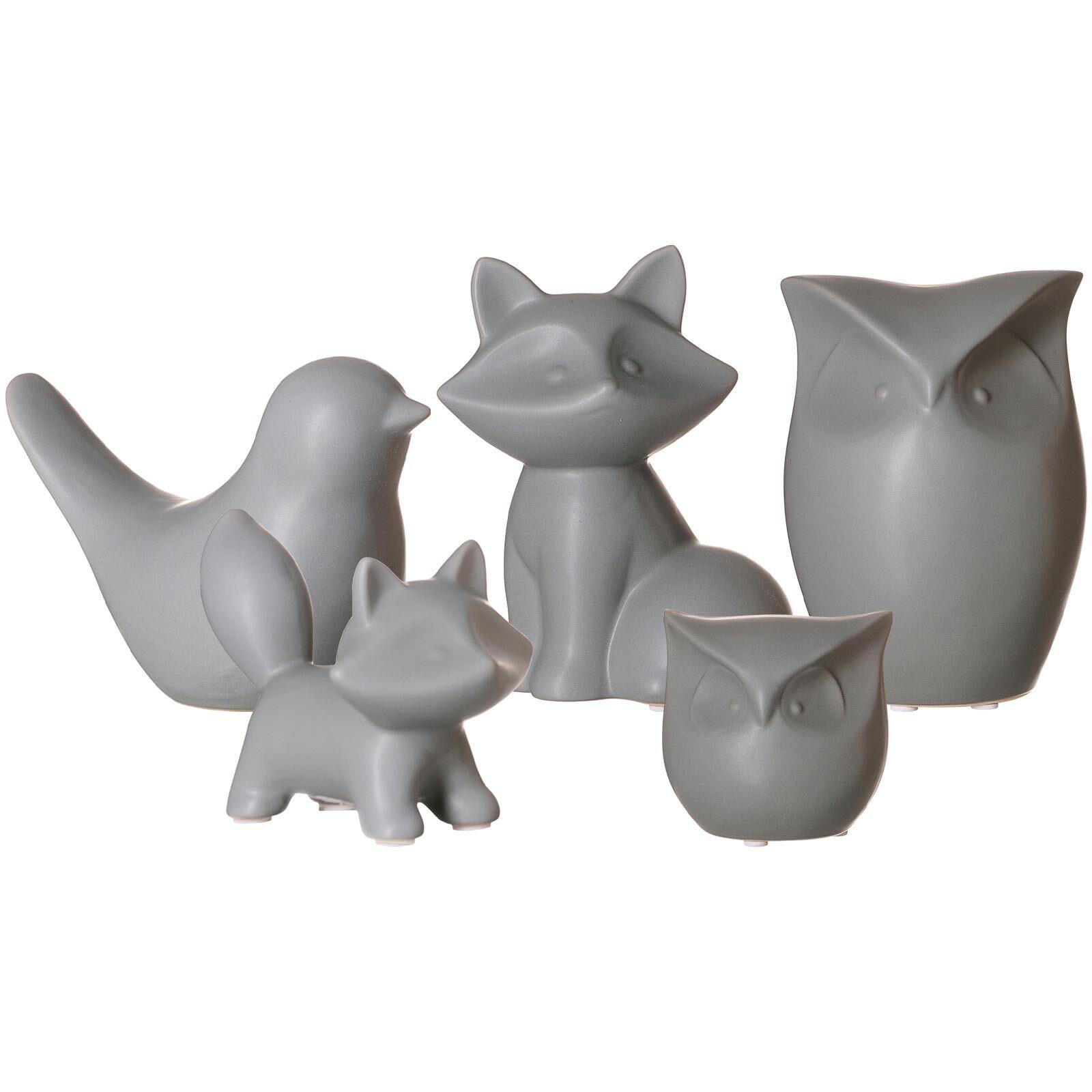 DEKOFIGUREN-SET TIERE Tiere grau 5-tlg. - Grau, Keramik (2/2/2cm) - Ritzenhoff Breker