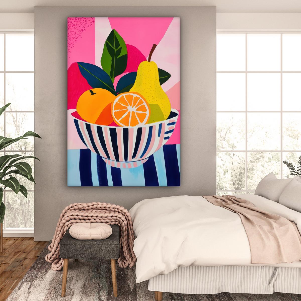 LEINWANDBILD Obst - Abstrakter Hintergrund - Rosa Deko Groß 90x140 cm - Pink, Textil (90/140cm) - MuchoWow