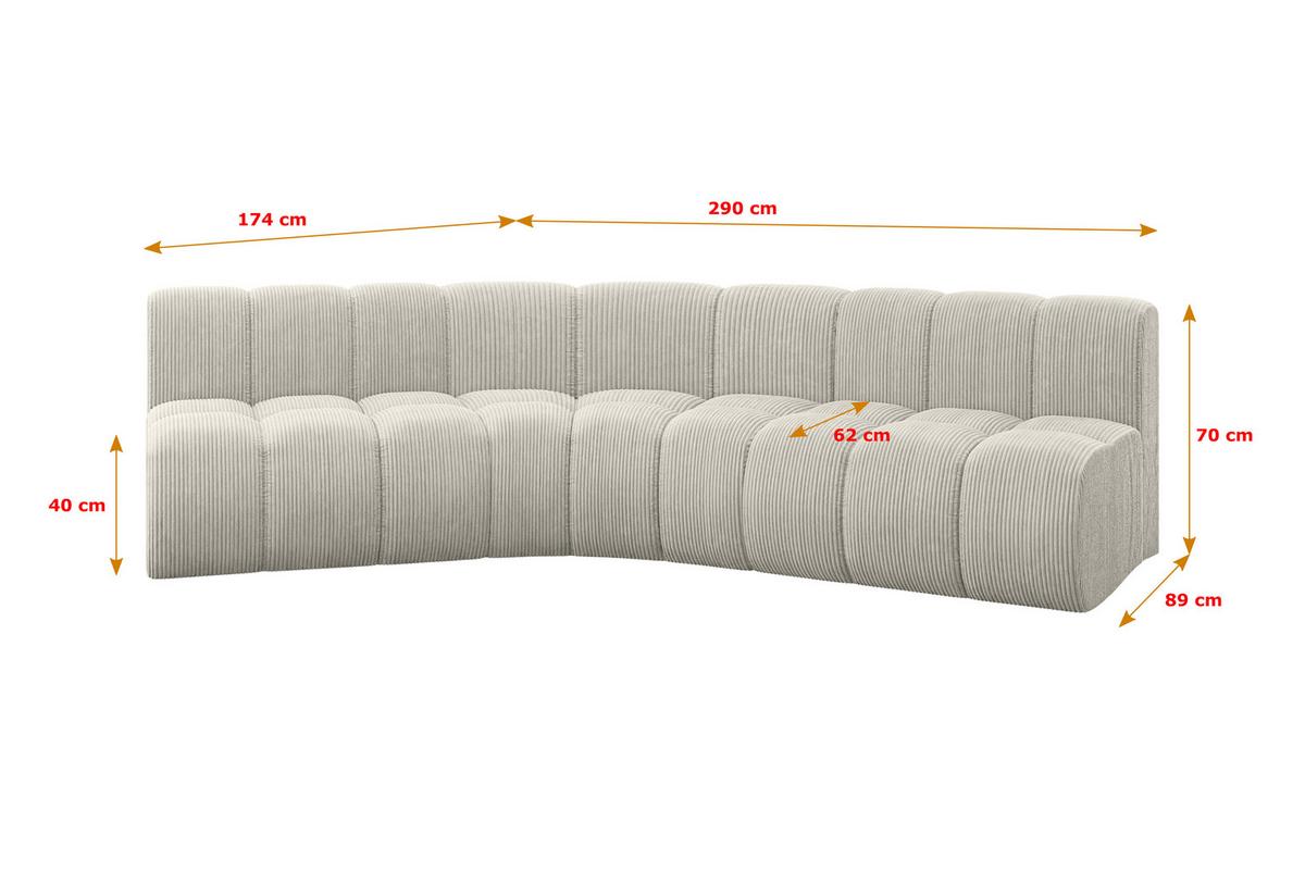ECKSOFA modulares Sofa Montra-L1 - 290x174x70 cm Creme - Hellgrau/Creme, Holzwerkstoff/Textil (290/174cm) - ALTDECOR