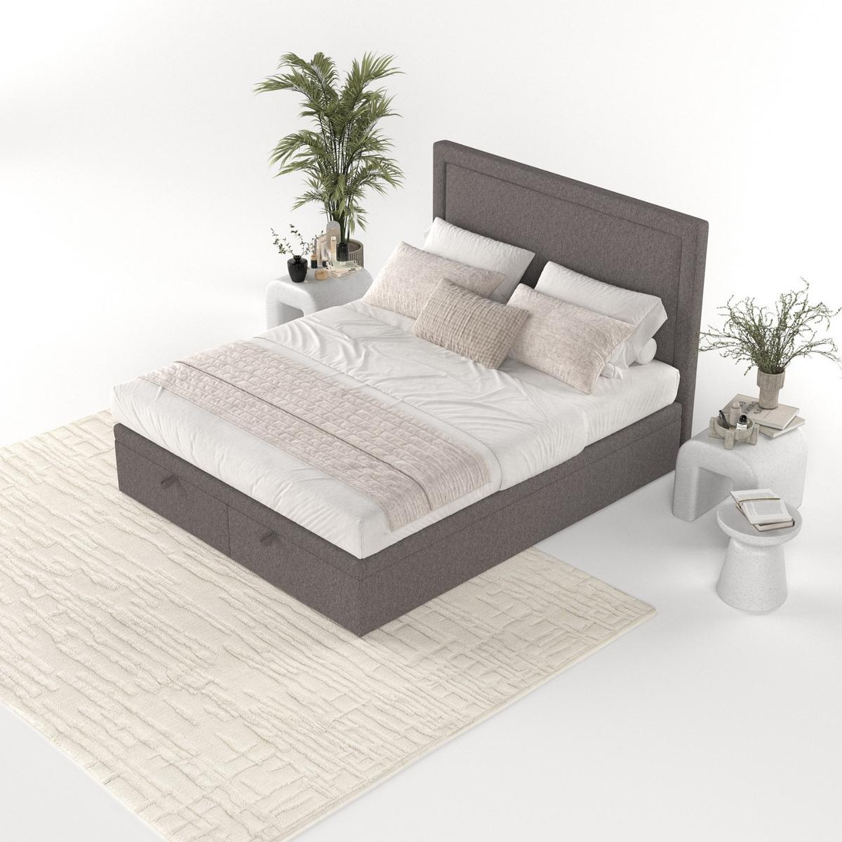 POLSTERBETT Salma mit Stauraum 200/200 cm Braun im Megan Stoff - Schwarz/Braun, Holz/Holzwerkstoff (200/200cm) - AltaBeds