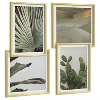 BILDER SET 4er Set - 50x50 cm & 40x60 cm Goldrahmen - Blätter tropischer Pflanzen in Pastellfarben - Goldfarben, Kunststoff (50/50cm) - TULUP