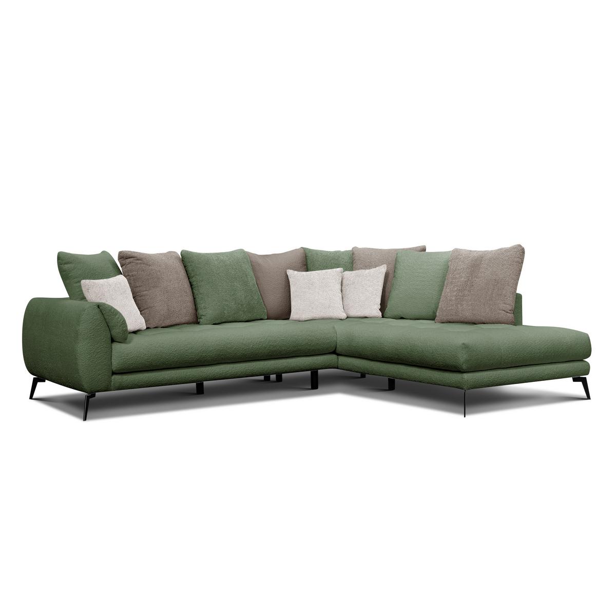 ECKSOFA CALME 5-Sitzer, olive und beige - Schwarz/Olivgrün, Holz/Textil (294/229cm) - Wozimo