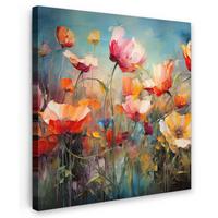 LEINWANDBILD Blumen - Aquarell - Kunst - Botanisch - Natur Deko Wohnzimmer 20x20 cm - Orange, Textil (20/20cm) - MuchoWow