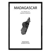 POSTER Länder & Kontinente Madagaskar A3 Schwarzer Rahmen - Schwarz, Papier (29.7/5/42cm) - Nacnic
