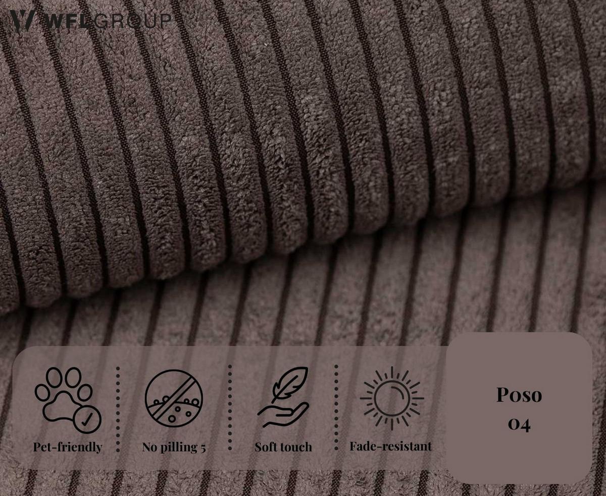ECKSOFA Cora mit Schlaffunktion & Stauraum, Universell Rechts/Links, Taupe Grau-Beige Cord Chenille 250/82/160 cm - Taupe/Beige, Kunststoff/Textil (250/160cm) - WFL GROUP