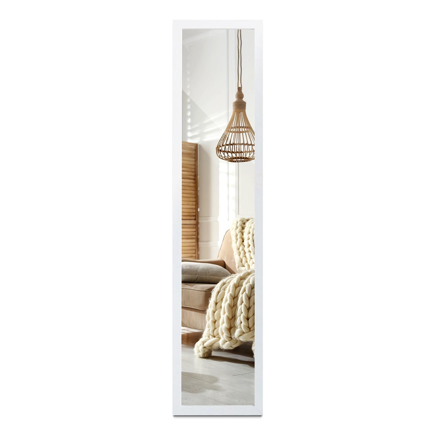 STANDSPIEGEL 156x36 cm – Weiße Rahmen - Weiß, Glas (156/36/0.4cm) - Wallfluent
