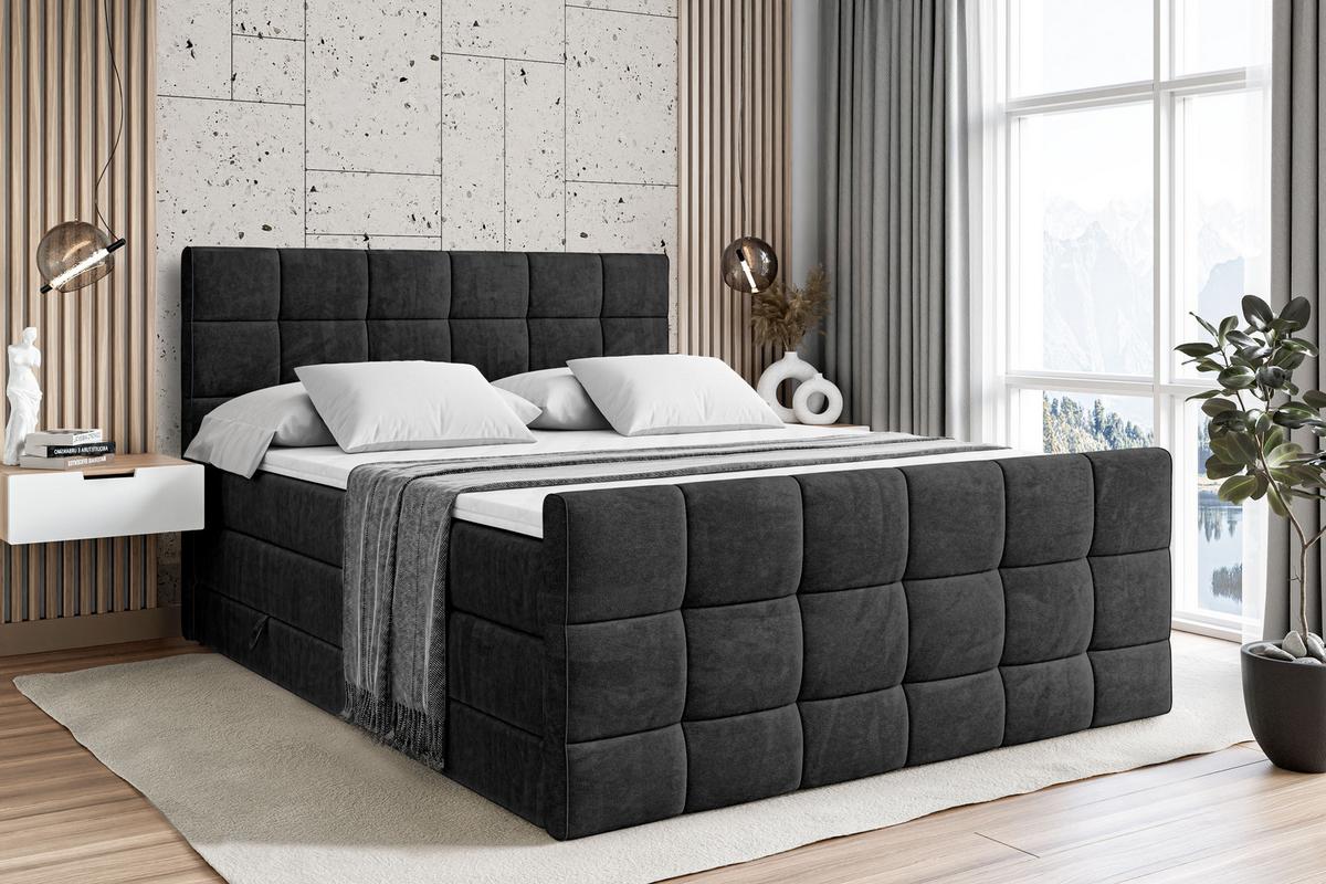 BOXSPRINGBETT APO-Z KING - 140 x 200 - H3/H4 - Schwarz - Schwarz, Holzwerkstoff (140/200cm) - ALTDECOR