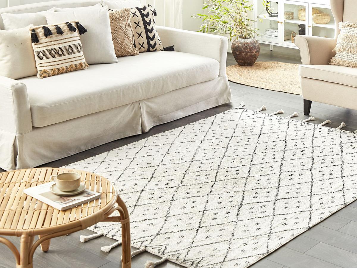 KURZFLOR-TEPPICH Agadir 230/160 cm - Weiß, Textil (160/230cm) - Beliani