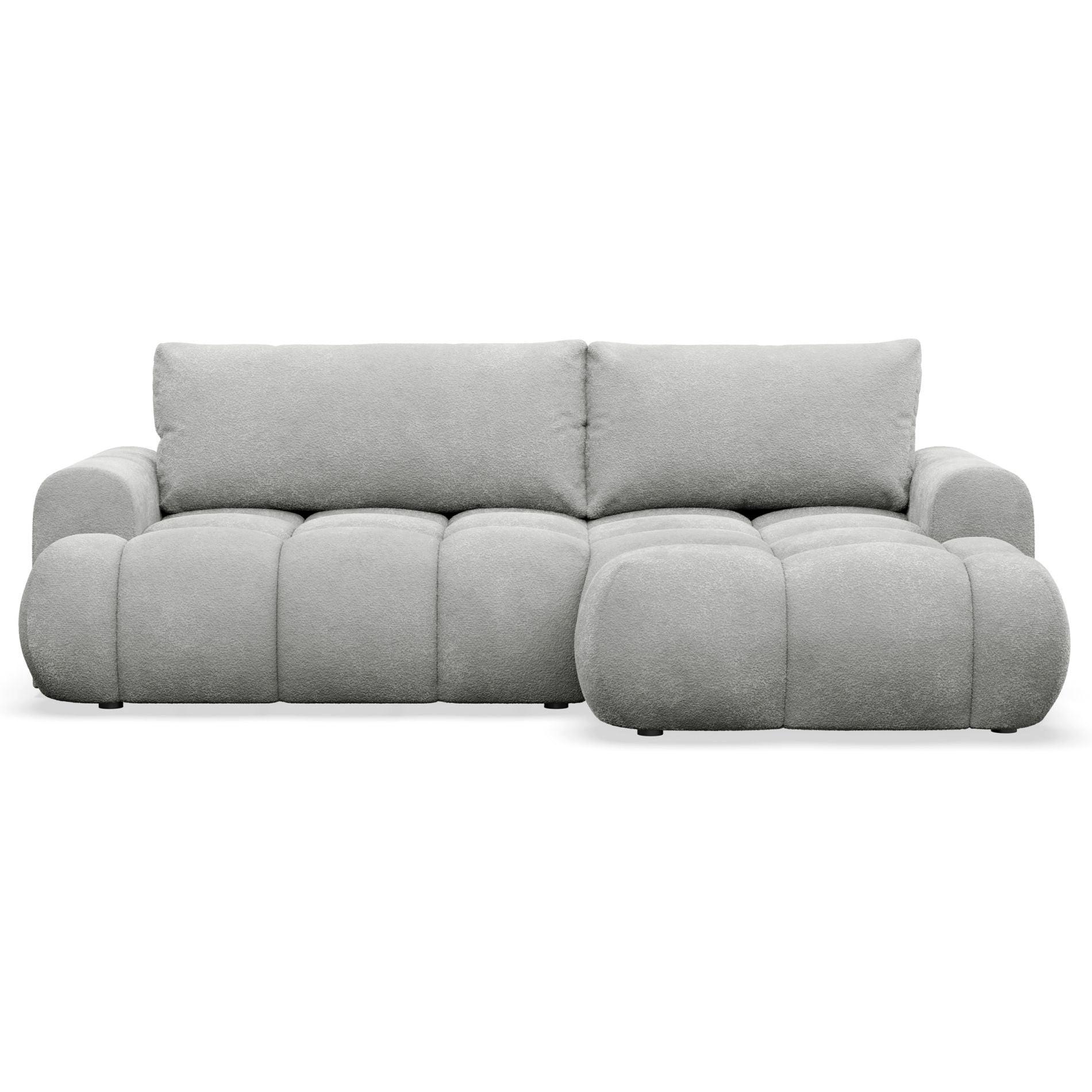 ECKSOFA Ombo Mini, Hellgrau Bouclé, rechtsseitig - Hellgrau/Schwarz, Kunststoff/Textil (155/246cm) - Selsey