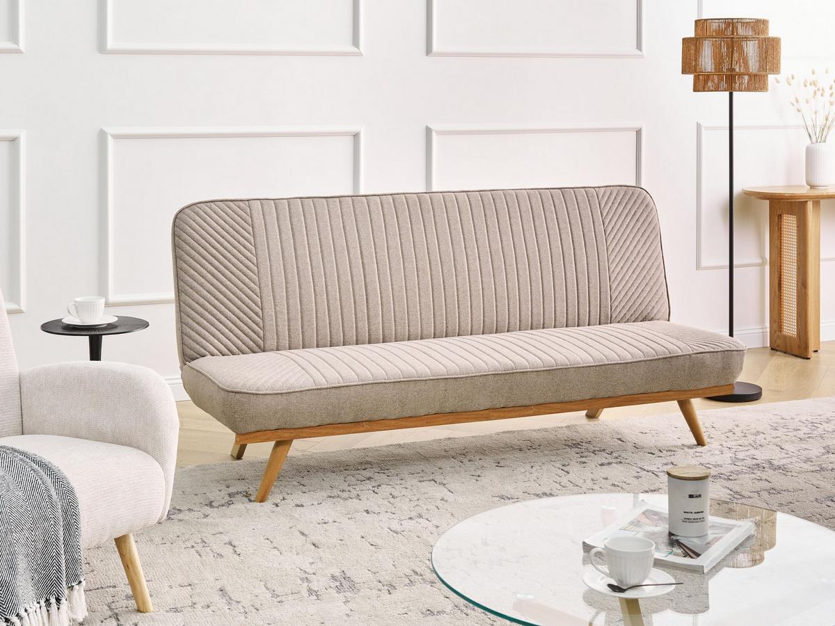 SCHLAFSOFA 2-Sitzer Stoff Hellbraun Kalfafel - Hellbraun/Braun, Textil (191/84/73cm) - Beliani
