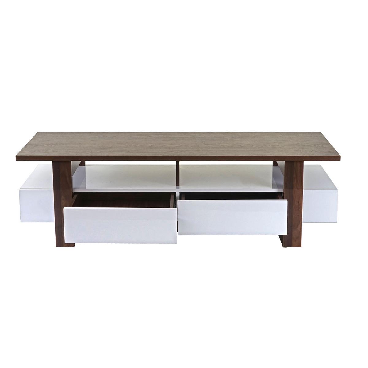 TV-RACK Walnuss Dekor, Hochglanz Reinweiß - Weiß Hochglanz/Walnussfarben, Holzwerkstoff (150/45/45cm) - MCW