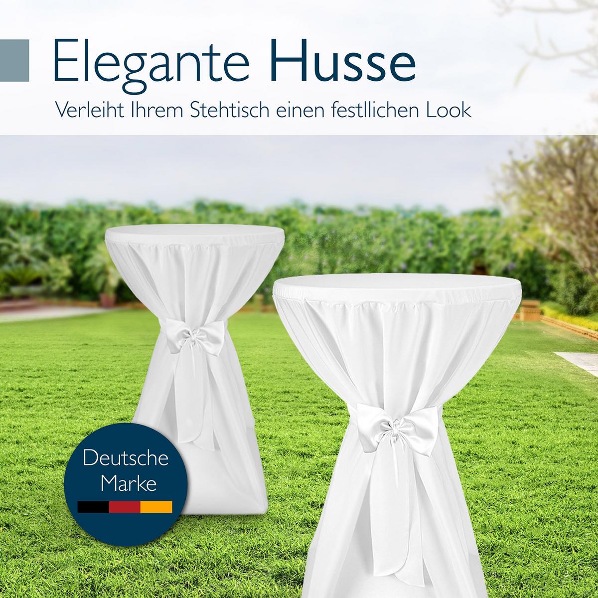 STEHTISCHHUSSE Premium Ø 80cm Weiß - Weiß, Kunststoff/Textil (80/145cm) - Beautissu 