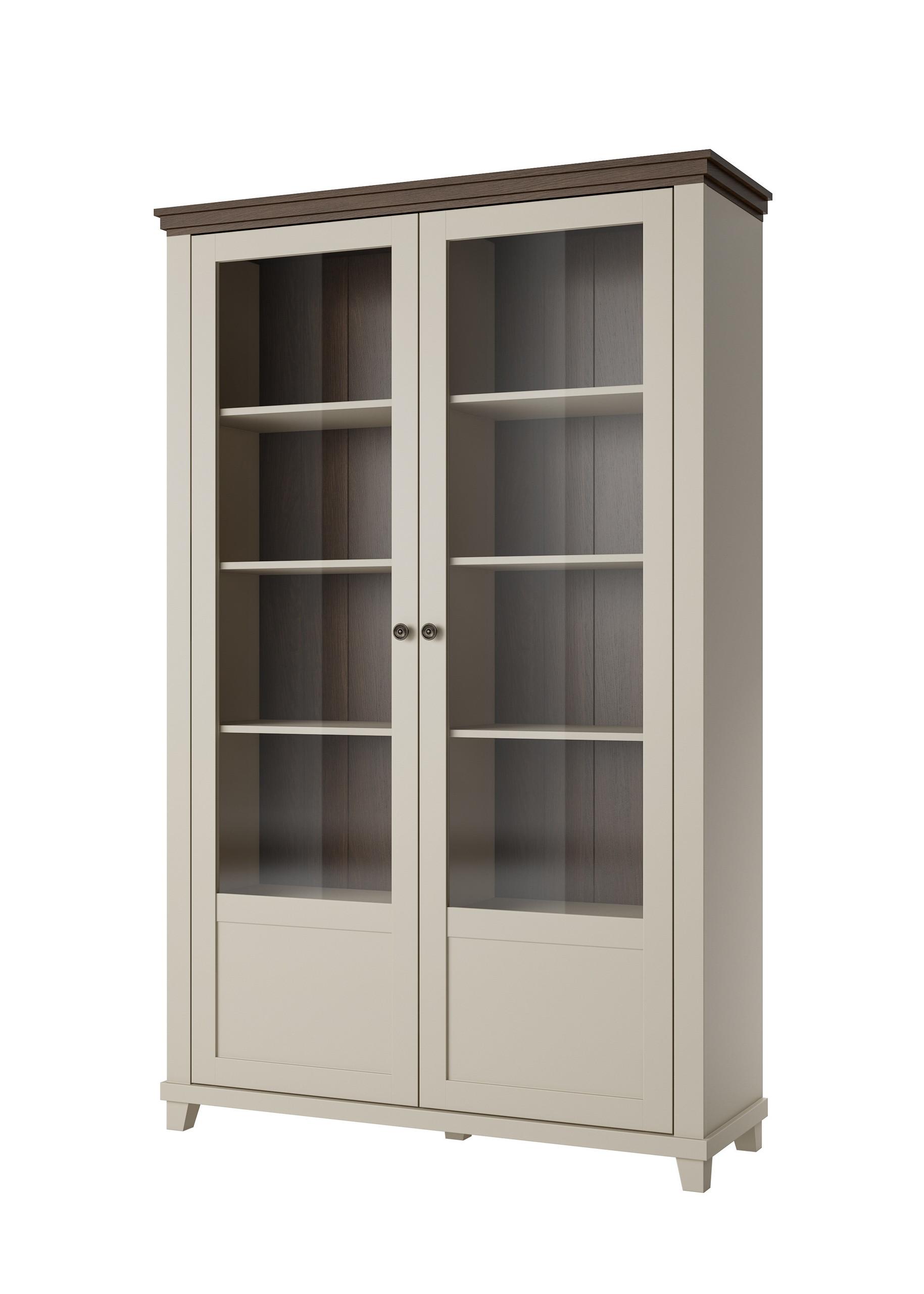 VITRINE EVANDRO 200 / 126 cm in Beige - Beige, Holzwerkstoff (126/200/42cm) - MASSENO