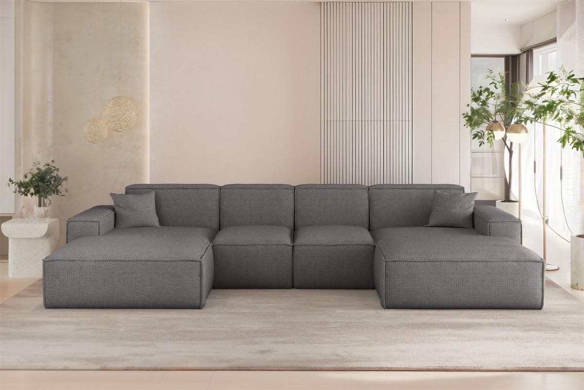 WOHNLANDSCHAFT Celes Premium Xs Artico - Grau, Holzwerkstoff/Textil (342/73/165cm) - Fun Möbel