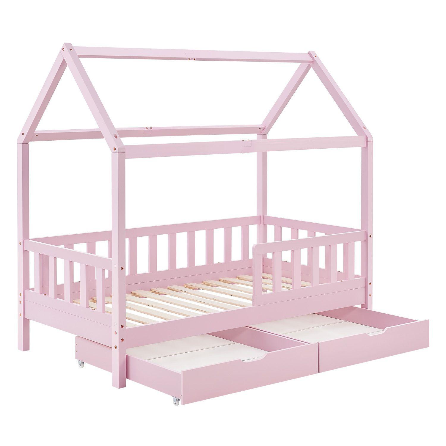 KINDERBETT Marli rosa 90x200 cm mit Bettkasten - Rosa, Holz (90/200cm) - Juskys