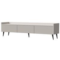 LOWBOARD Amfali mit 3 Klapptüren, geriffelte Fronten, Push-to-open, Metallbeine, 180 cm, Kaschmir - Kaschmir/Schwarz, Holzwerkstoff/Metall (180/45/41cm) - Beautysofa