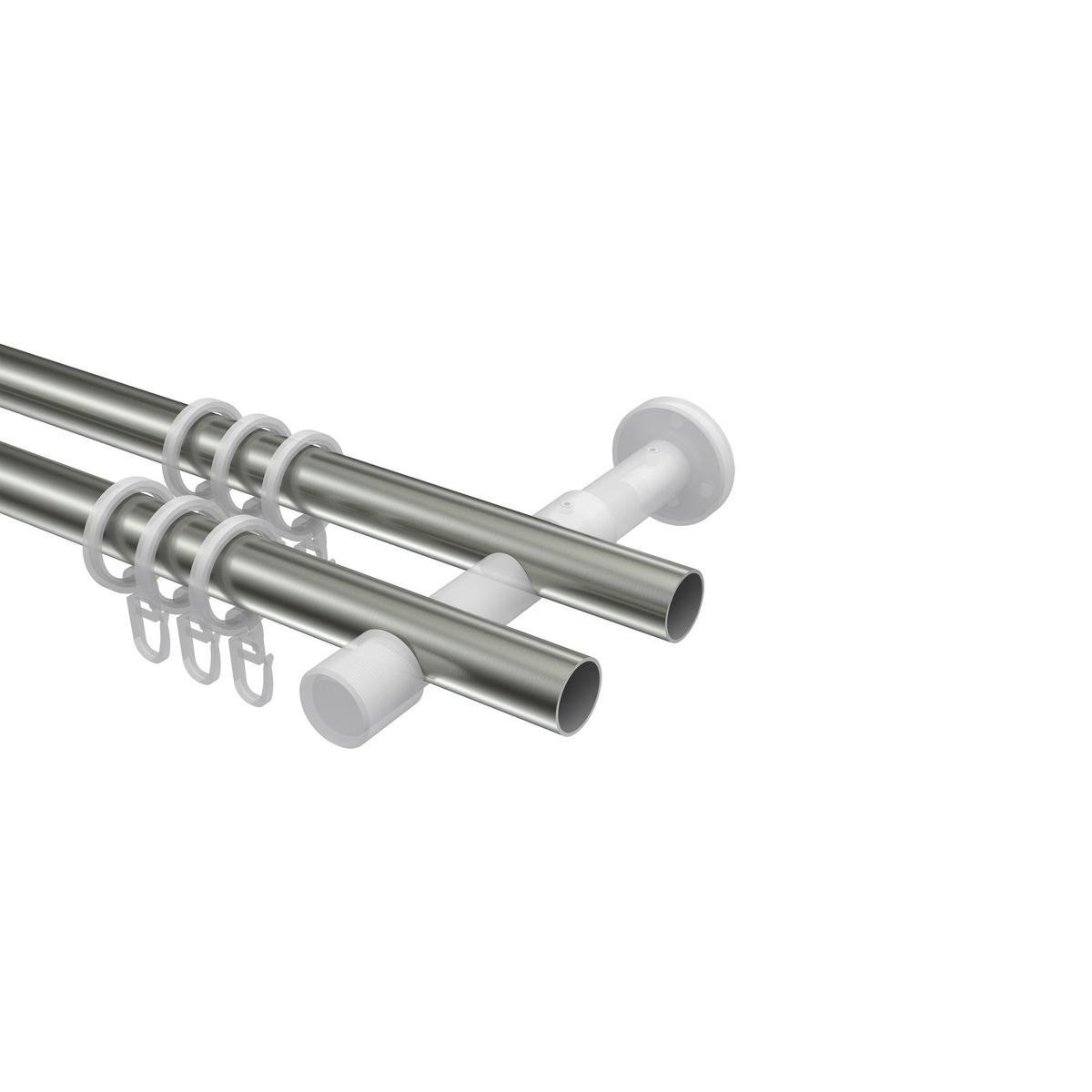 GARDINENSTANGE Prestige Luino 100 cm, 2-läufig, 20 mm Ø Edelstahl-Optik - Edelstahlfarben, Metall (100cm) - INTERDECO