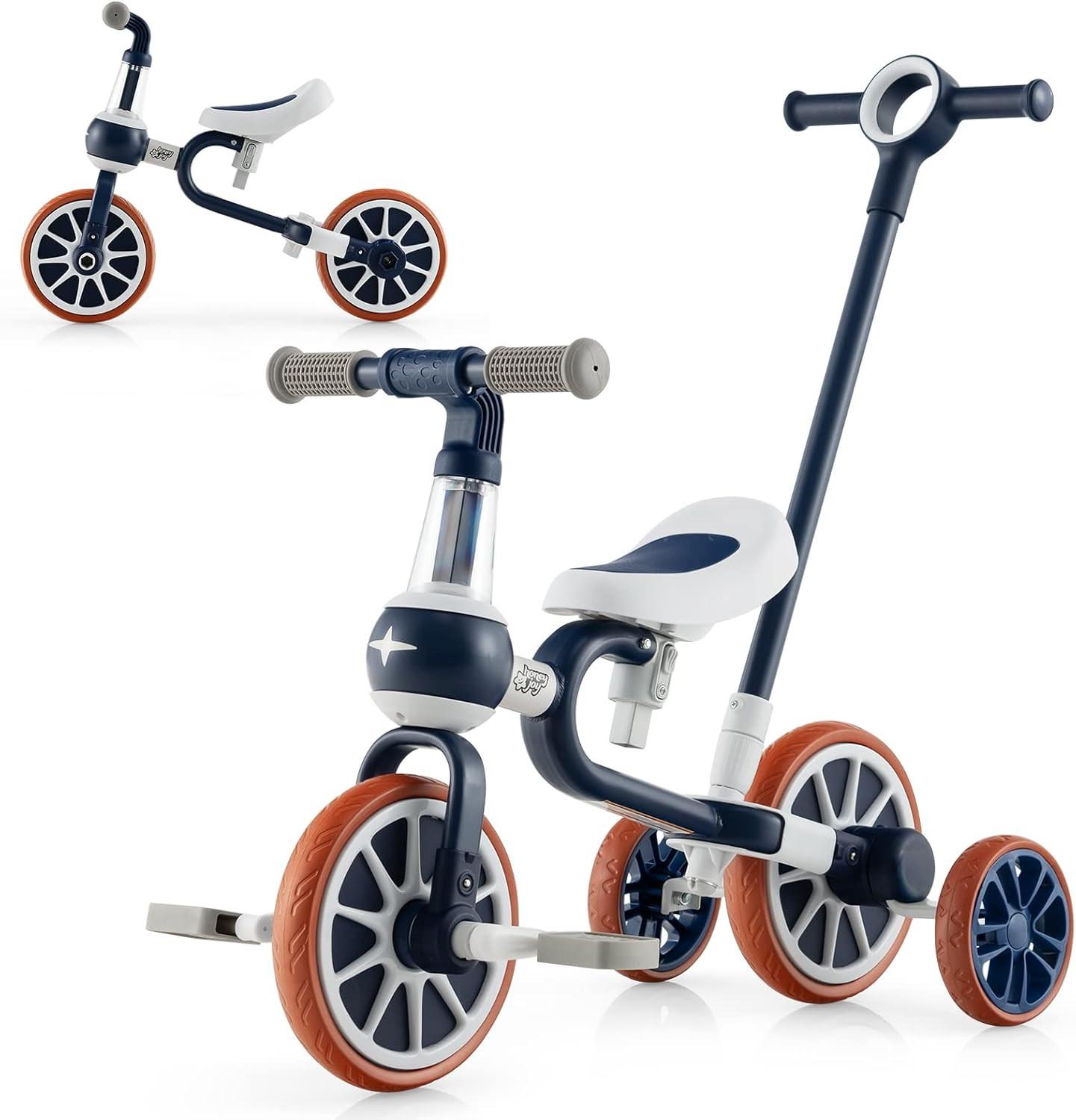 DREIRAD 4 in 1 Kinder dreirad Laufrad Blau - Blau, Kunststoff (37/72/101cm) - COSTWAY