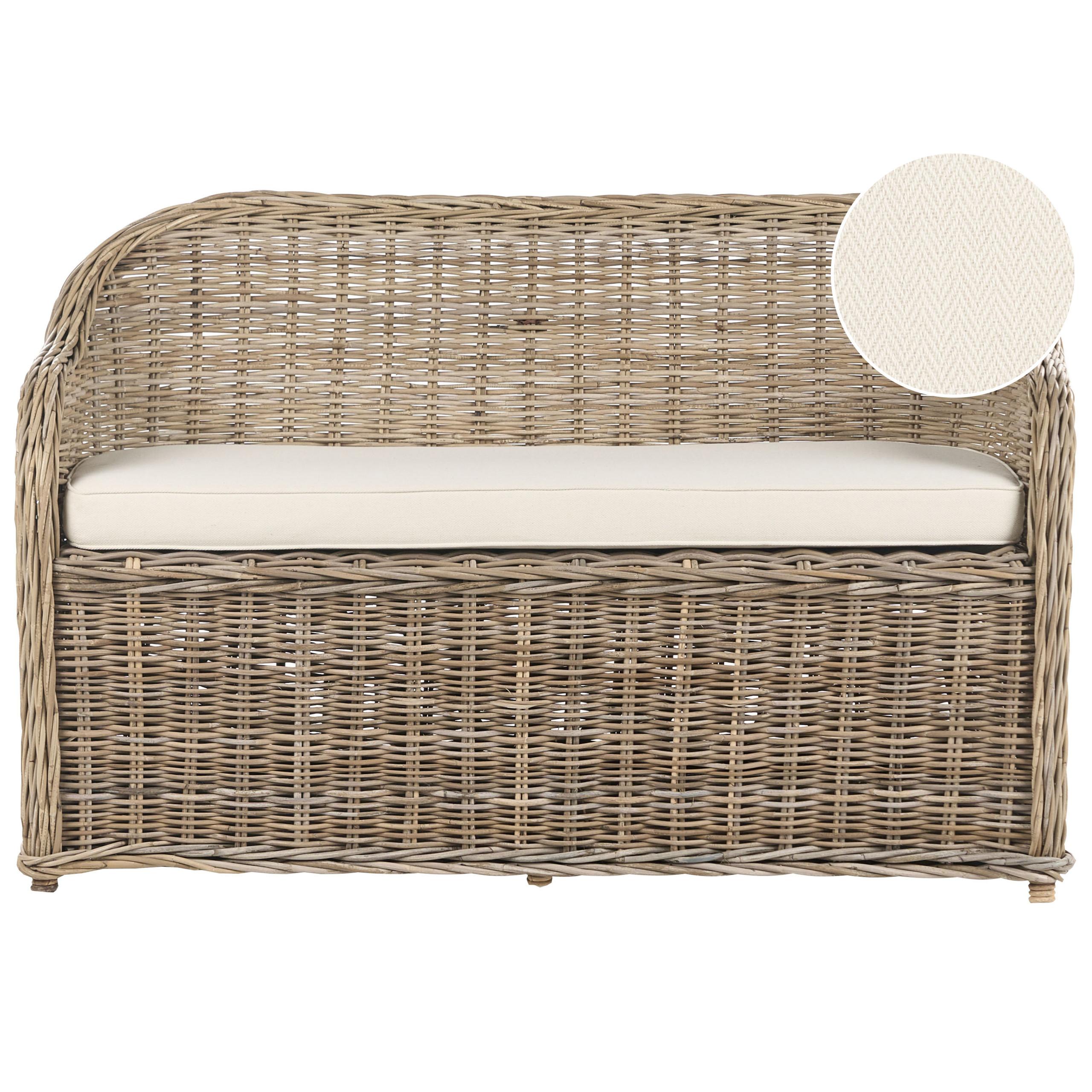 GARTENSOFA 2-Sitzer Naturfarben Susua - Naturfarben/Weiß, Naturmaterialien (141/86/69cm) - Beliani