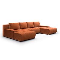 PANORAMASOFA Jonas 5 Sitzplätze Ziegelorange - Orange, Holz (350/85/185cm) - Petits-meubles