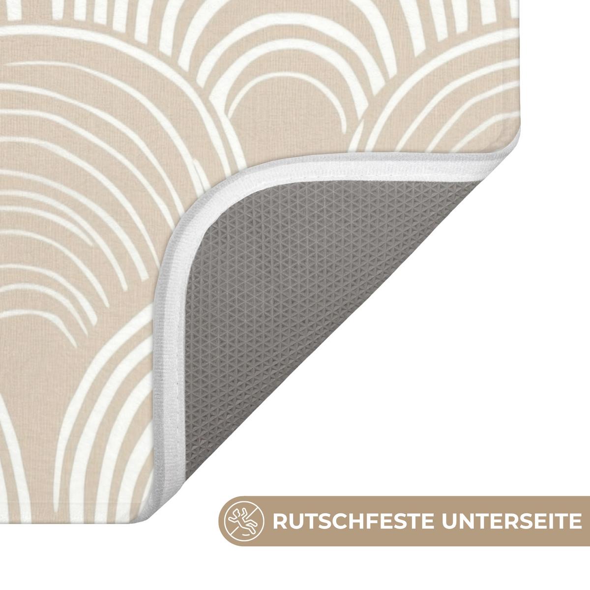 BADEMATTE Wellen - Textur - Beige Badteppich 60x120 cm - Kaschmir, Textil (60/120cm) - OnlyWow