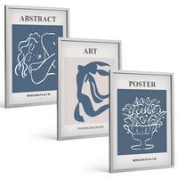BILDER SET 3er Set - 40x60 cm Silberner Rahmen - Matisses stilvolle abstrakte Muster - Silberfarben, Kunststoff (40/60cm) - TULUP
