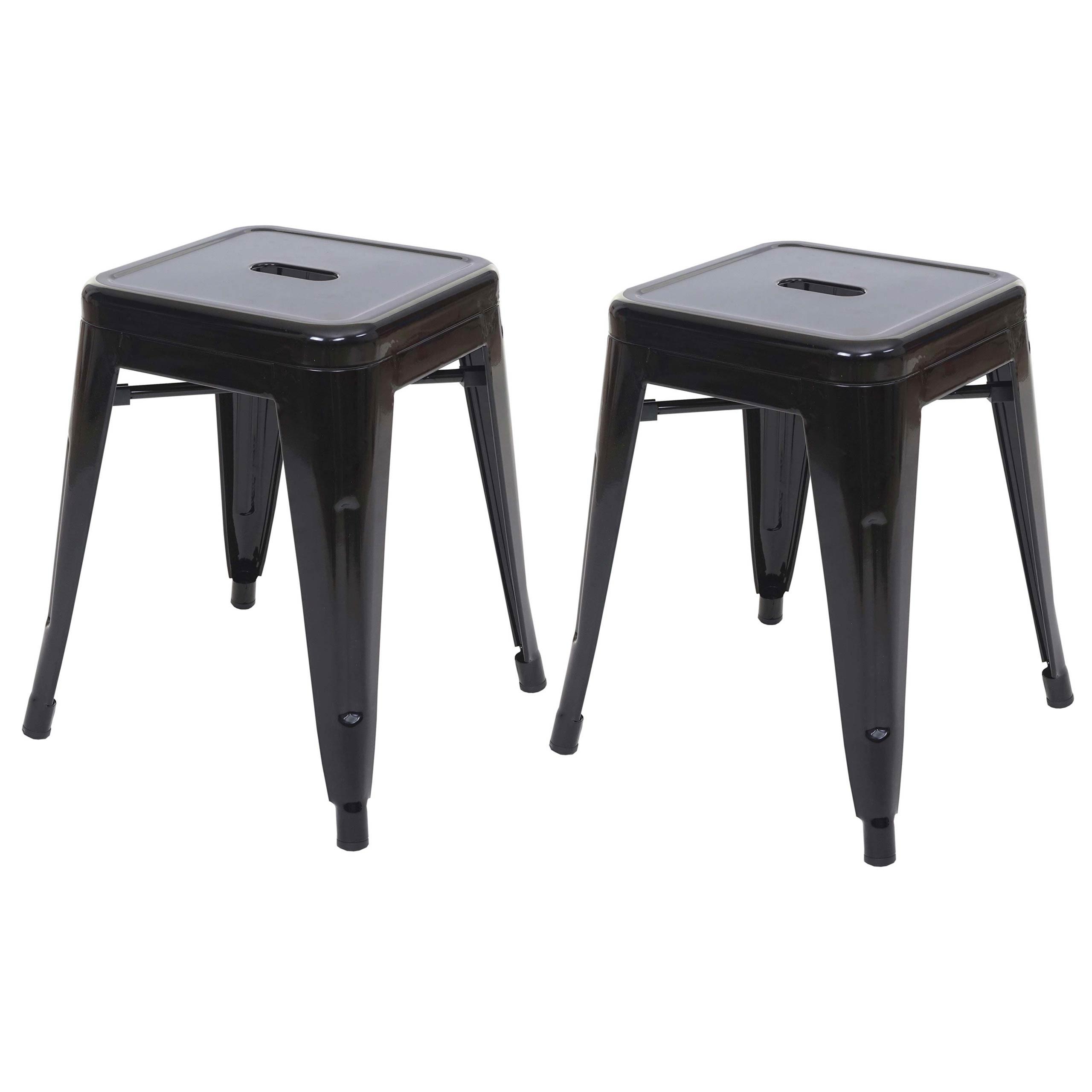 HOCKER Schwarz 2er-Set - Schwarz, Metall (39/46/39cm) - MCW