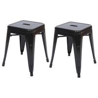 HOCKER Schwarz 2er-Set - Schwarz, Metall (39/46/39cm) - MCW