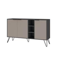 SIDEBOARD 3 Nischen und 3 Türen L142 cm - Clara - Taupe, Holzwerkstoff (35.6/83/15cm) - Calicosy