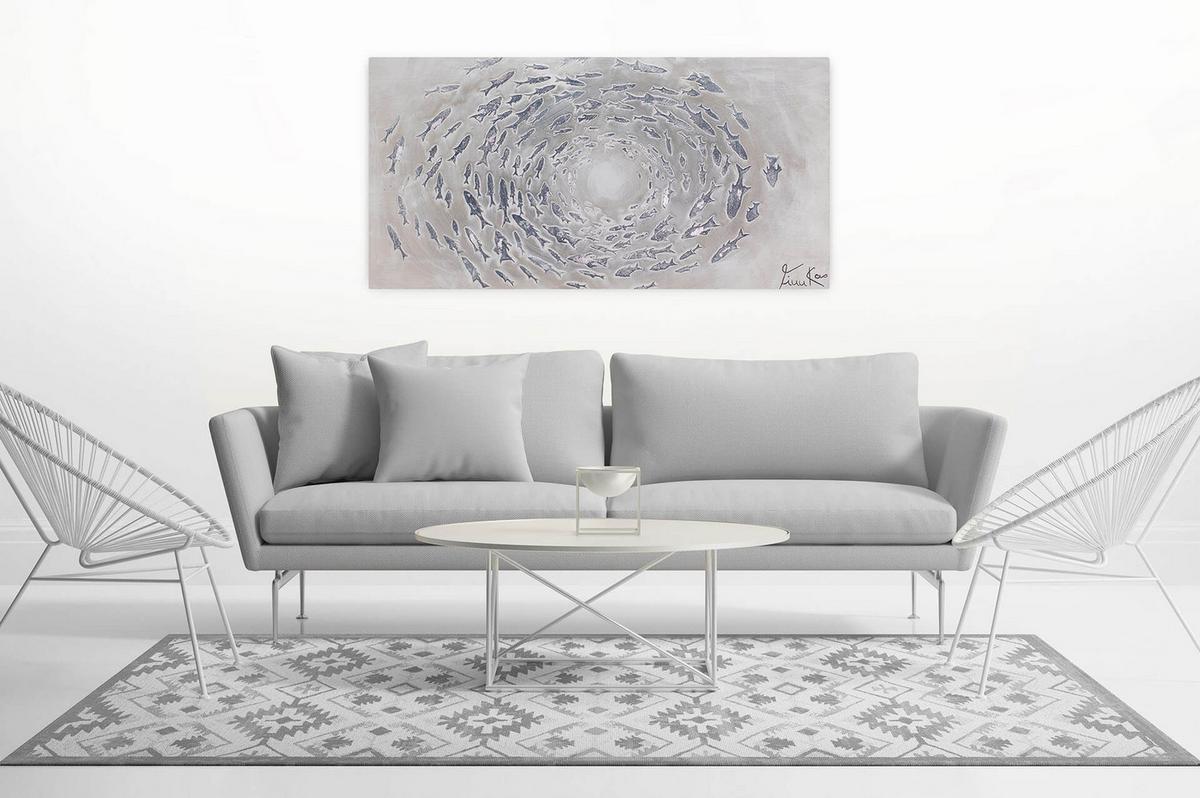 ÖLGEMÄLDE 120/60 cm - Grau, Holz/Textil (120/60cm) - KUNSTLOFT