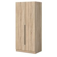 KLEIDERSCHRANK Eiche Sonoma 2-türig 80 x 181 cm, Drehtürenschrank mit zusätzlichen Einlegeböden - Eichefarben/Schwarz, Holzwerkstoff/Kunststoff (80/181/52cm) - Inn.Furn