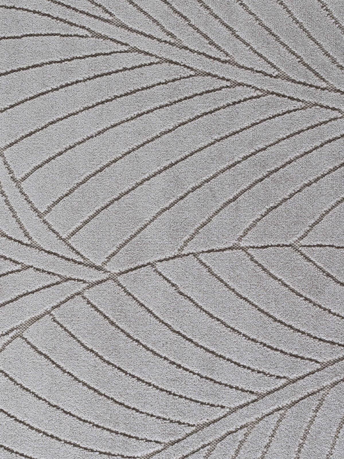 LÄUFER Outdoor, Fußbodenheizung-geeignet, mit Blattmotiv, ENGADIN in Silbergrau, 80 x 150 cm - Grau, Textil (80/150cm) - KADIMA DESIGN