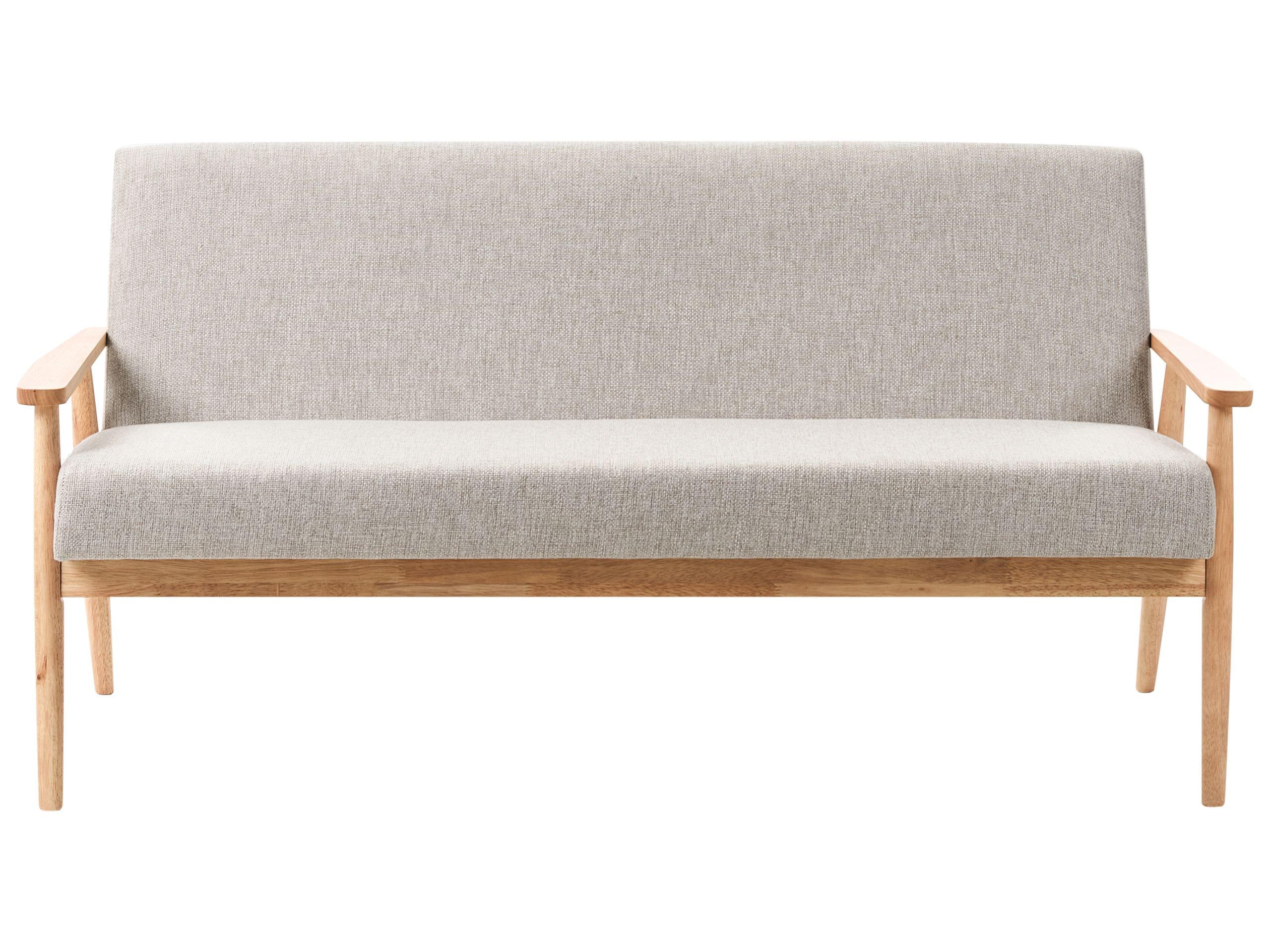 SOFA 3-Sitzer Hellbraun/Grau Esrum - Hellbraun/Grau, Holz/Textil (151/79/72cm) - Beliani